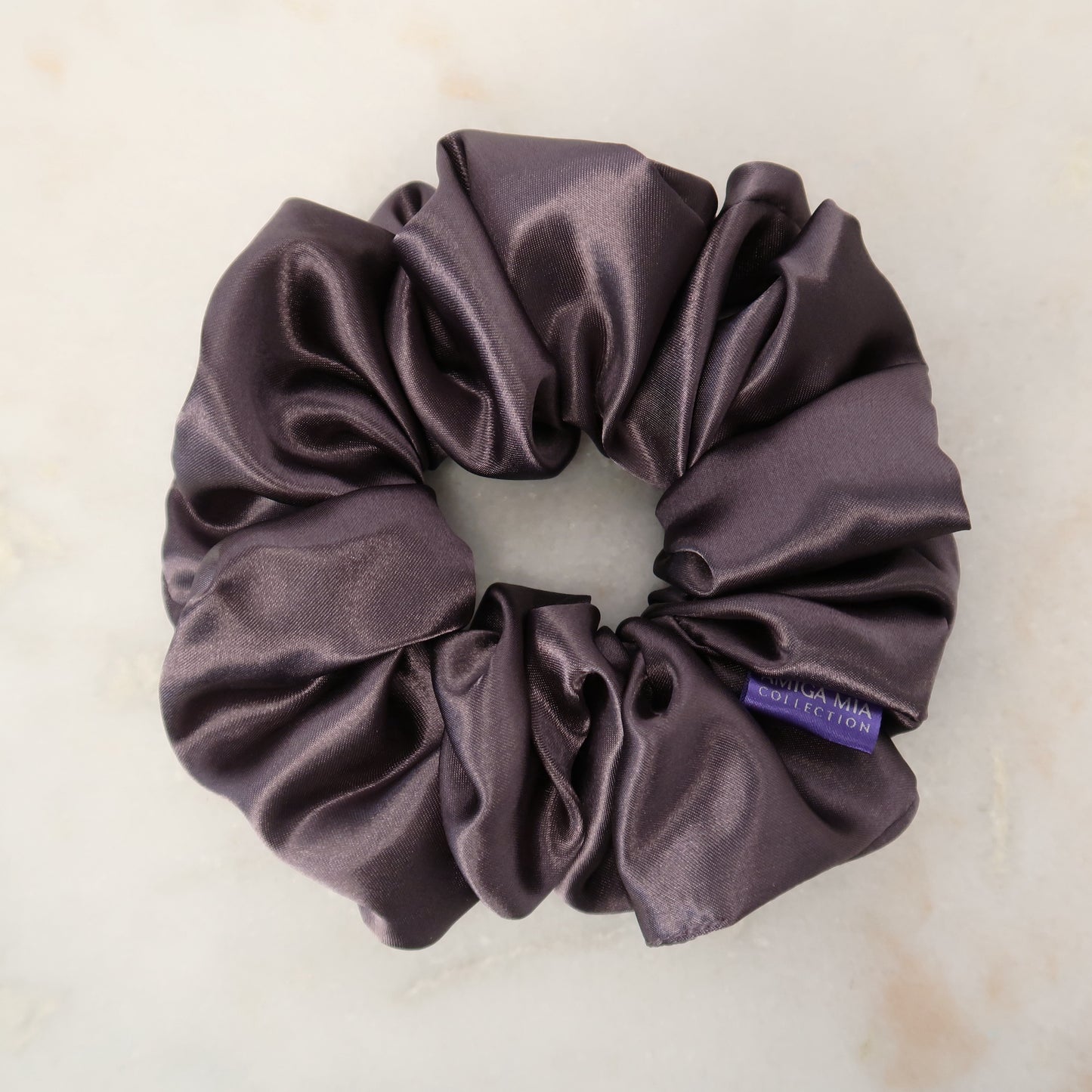 Dark Pearl satin scrunchies soft & gentle elastic hair ties