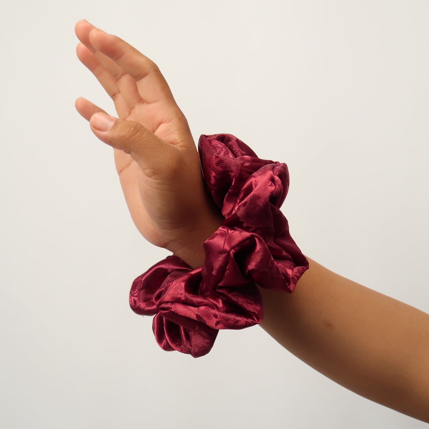 Plum satin scrunchies soft & gentle elastic ties for hair