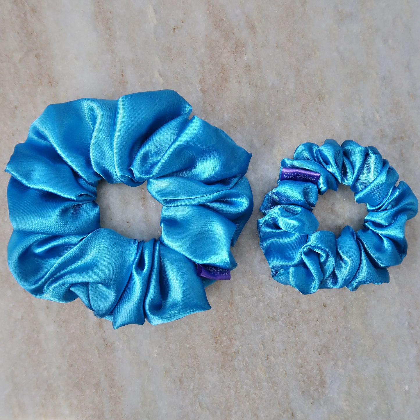Ocean Bliss mini satin scrunchies soft & gentle elastic ties for hair