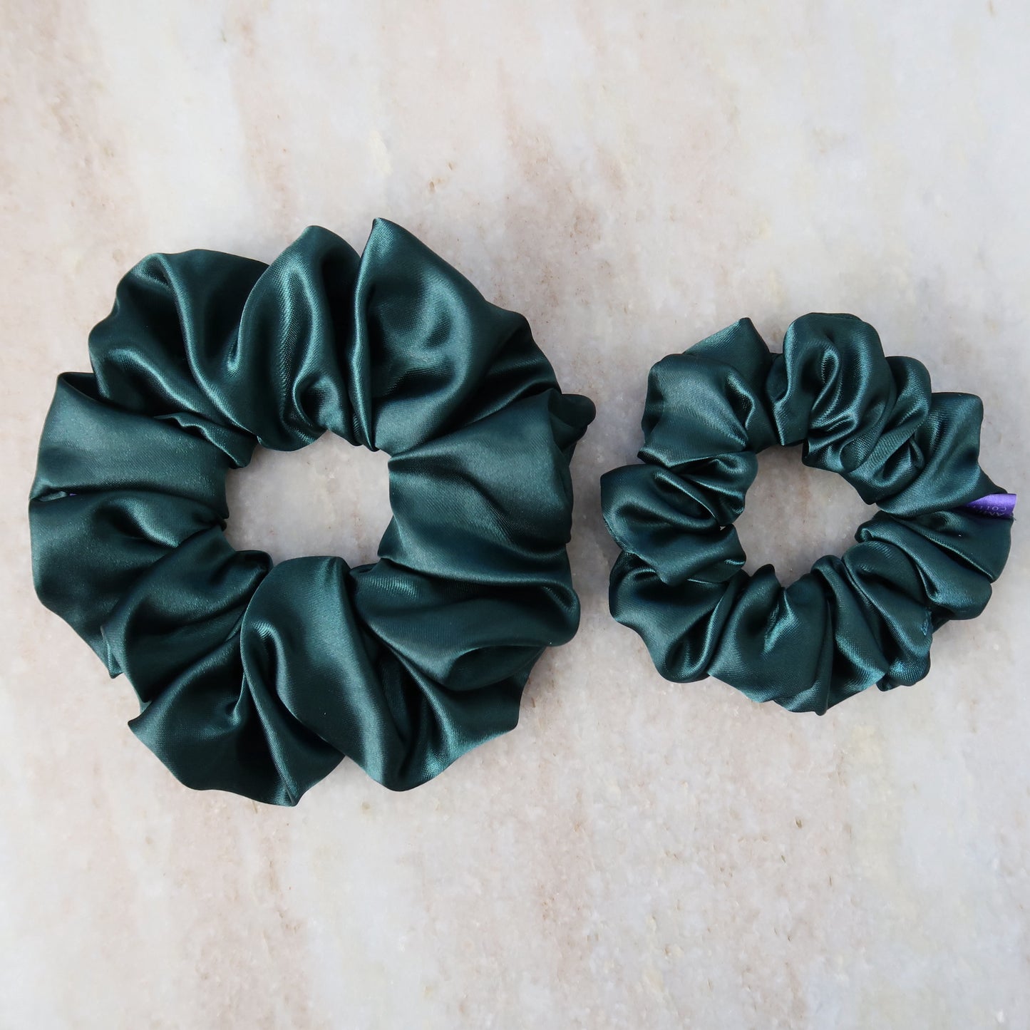 Emerald mini satin scrunchies soft & gentle elastic ties for hair