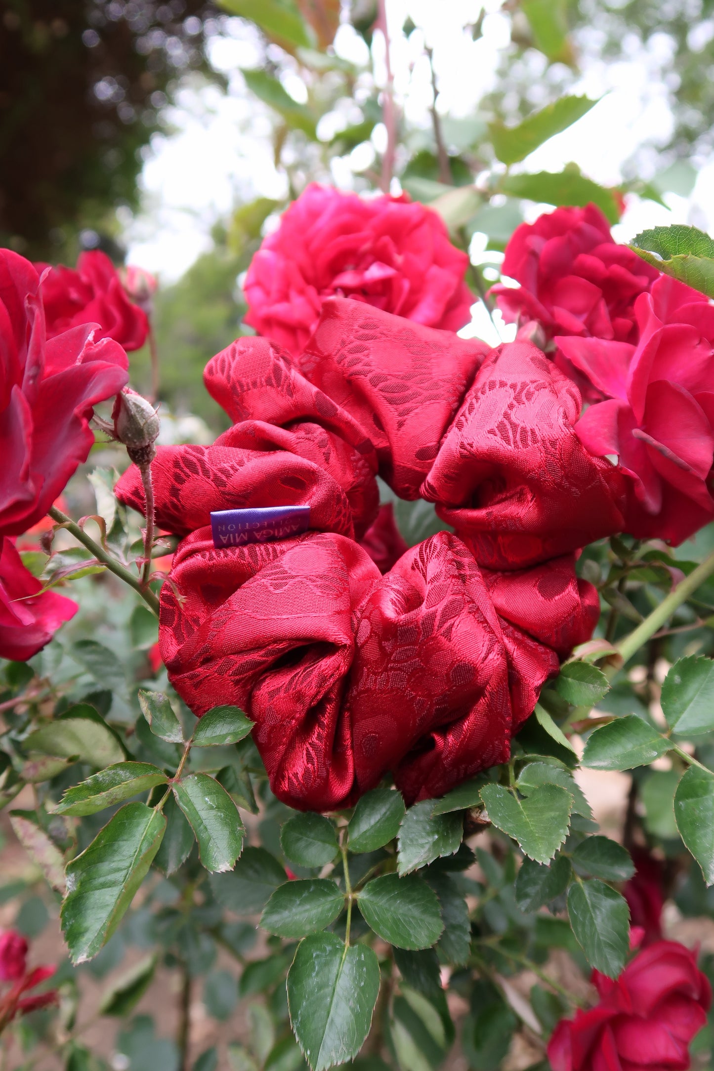 Pomegranate satin scrunchies soft & gentle elastic ties for hair